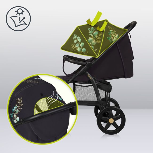 Lionelo - Carucior sport Annet Plus, Editie limitata, De la nastere, Cu accesorii si capotina XXL reglabila, 0 - 22 Kg, Conform cu standardele europene de securitate EN1888-1 si EN1888-2, Negru BYNLO-ANNET_PLUS_GOLDEN_MOMENTS