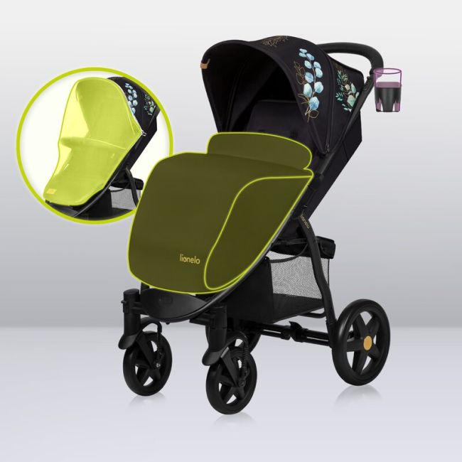 Lionelo - Carucior sport Annet Plus, Editie limitata, De la nastere, Cu accesorii si capotina XXL reglabila, 0 - 22 Kg, Conform cu standardele europene de securitate EN1888-1 si EN1888-2, Negru BYNLO-ANNET_PLUS_GOLDEN_MOMENTS