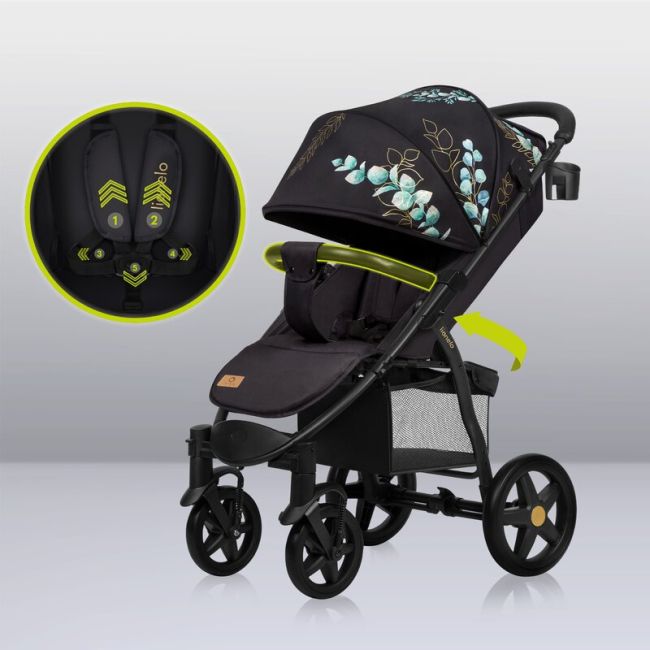 Lionelo - Carucior sport Annet Plus, Editie limitata, De la nastere, Cu accesorii si capotina XXL reglabila, 0 - 22 Kg, Conform cu standardele europene de securitate EN1888-1 si EN1888-2, Negru BYNLO-ANNET_PLUS_GOLDEN_MOMENTS