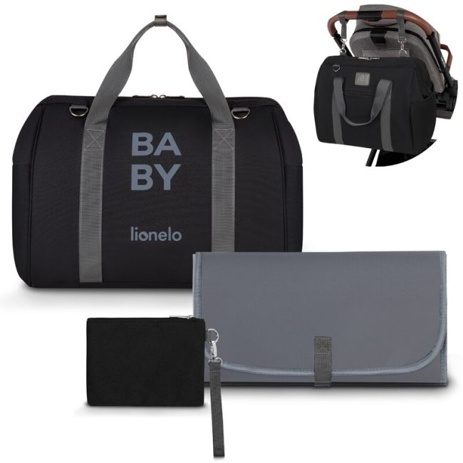 Lionelo - Geanta pentru mamici Ida Cu multiple compartimente, Negru BYNLO-IDA_BLACK_ONYX