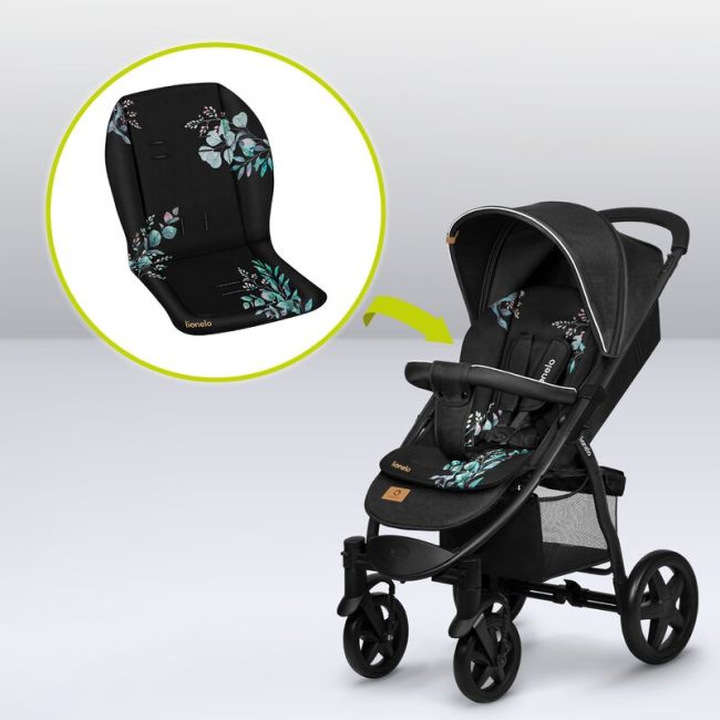 Lionelo - Insertie carucior, Editie limitata, Ajustabila pentru fiecare carucior, Cu orificii pentru centurile de siguranta, Cu imprimeu fata-verso, Din material hidrofob, 48x72x1 cm, Gri BYNLO-SEATLINER_GOLDEN_MOMENTS_GREY