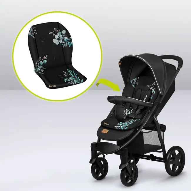 Lionelo - Insertie carucior, Editie limitata, Ajustabila pentru fiecare carucior, Cu orificii pentru centurile de siguranta, Cu imprimeu fata-verso, Din material hidrofob, 48x72x1 cm, Gri BYNLO-SEATLINER_GOLDEN_MOMENTS_GREY