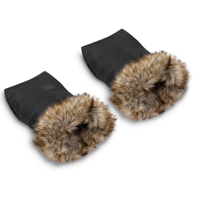 Lionelo - Manusi termice pentru carucior, Universale, Impermeabile, Interior din lana, Cu blana ecologica detasabila, Negru BYNLO-HANDMUFF_BLACK