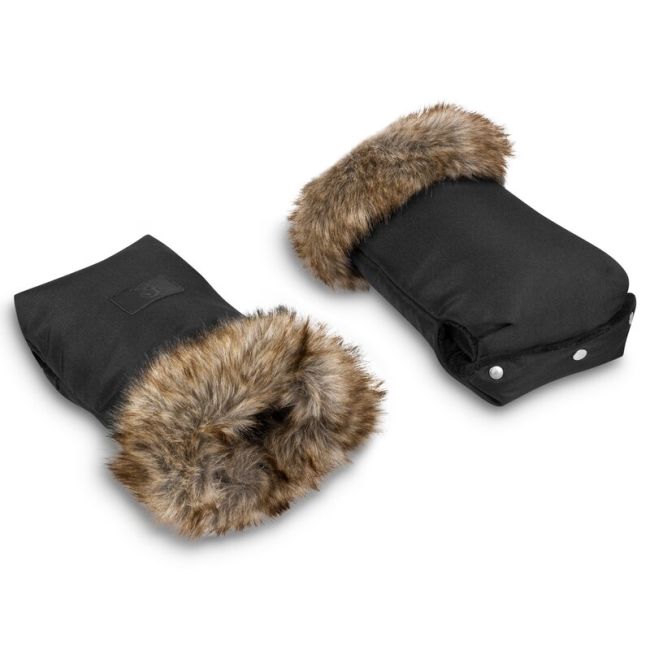 Lionelo - Manusi termice pentru carucior, Universale, Impermeabile, Interior din lana, Cu blana ecologica detasabila, Negru BYNLO-HANDMUFF_BLACK