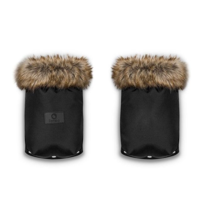 Lionelo - Manusi termice pentru carucior, Universale, Impermeabile, Interior din lana, Cu blana ecologica detasabila, Negru BYNLO-HANDMUFF_BLACK