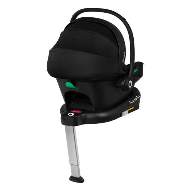 Lionelo - Soica auto i-Size Astrid, Include baza Isofix, 0-13 Kg, 40-87 cm, Cu maner si capotina reglabile, Cu protectie laterala avansata, Salteluta confortabila , Conform cu R129, Negru/Gri BYNLO-ASTRID_I-SIZE_BLACK_GREY+BASE_BLACK