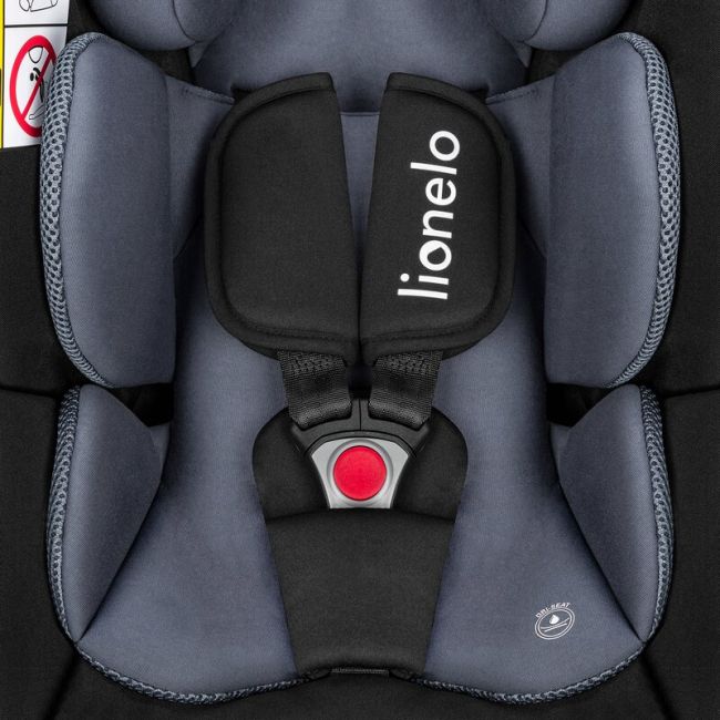 Lionelo - Soica auto i-Size Astrid, Include baza Isofix, 0-13 Kg, 40-87 cm, Cu maner si capotina reglabile, Cu protectie laterala avansata, Salteluta confortabila , Conform cu R129, Negru/Gri BYNLO-ASTRID_I-SIZE_BLACK_GREY+BASE_BLACK