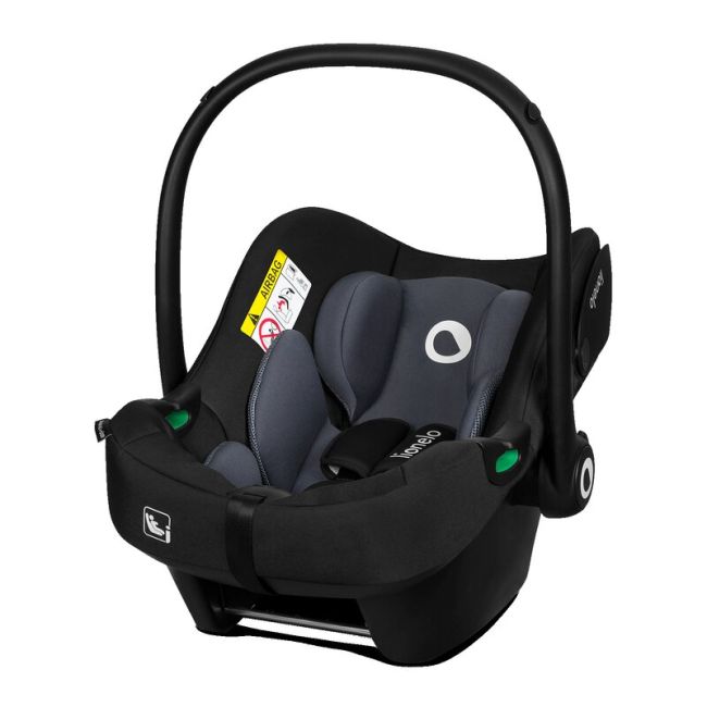Lionelo - Soica auto i-Size Astrid, Include baza Isofix, 0-13 Kg, 40-87 cm, Cu maner si capotina reglabile, Cu protectie laterala avansata, Salteluta confortabila , Conform cu R129, Negru/Gri BYNLO-ASTRID_I-SIZE_BLACK_GREY+BASE_BLACK