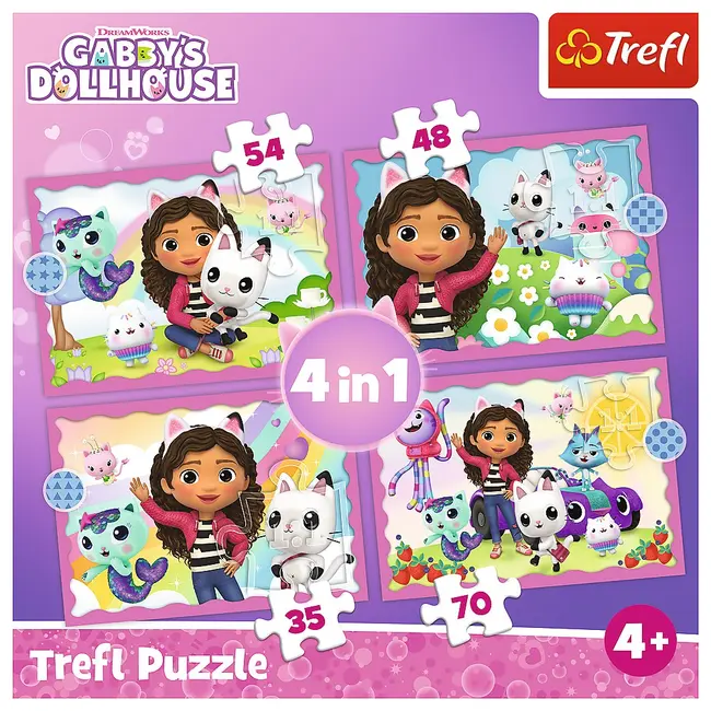 PUZZLE TREFL 4IN1 GABBYS DOLLHOUSE AVENTURILE LUI GABBY VIV34620