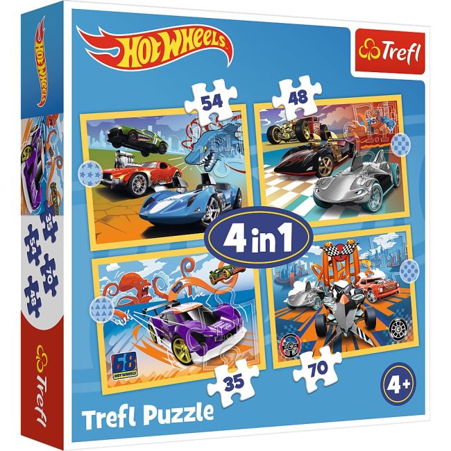 PUZZLE TREFL 4IN1 HOT WHEELS VEHICULE VIV34627
