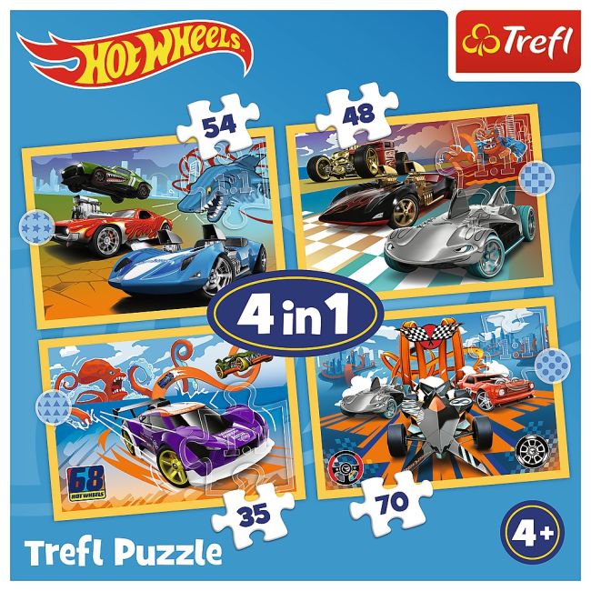 PUZZLE TREFL 4IN1 HOT WHEELS VEHICULE VIV34627