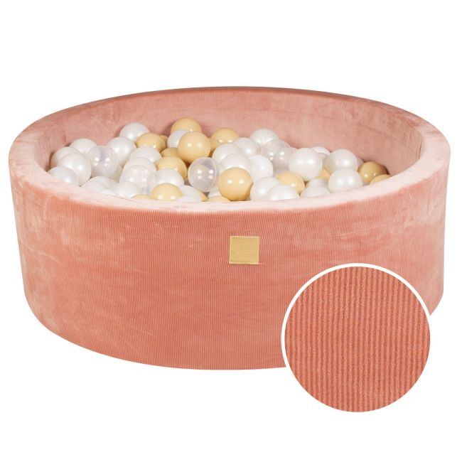 Piscina Uscata Cu 200 De Bile 7cm (alb, Portocaliu) Meowbaby  , 90x30 Cm, Premium Velur Reiat   Corduroy Caramiziu Pjbveo00143ie