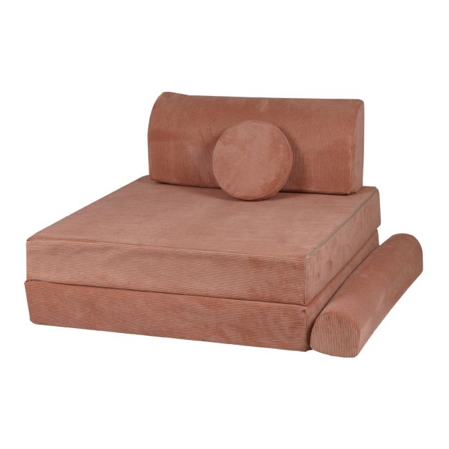 Playset Modular Canapea Premium Velur Reiat   Corduroy Spuma ,   Caramiziu Pjbsdps02ie