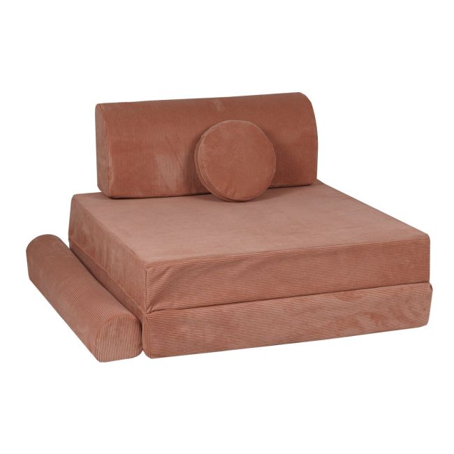 Playset Modular Canapea Premium Velur Reiat   Corduroy Spuma ,   Caramiziu Pjbsdps02ie