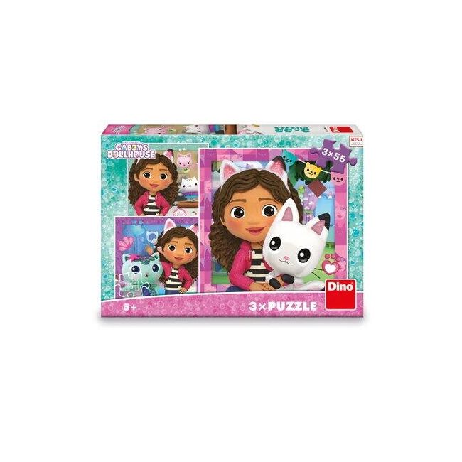 Puzzle 3 in 1 - gabby si prietenii ( 3 x 55 piese)