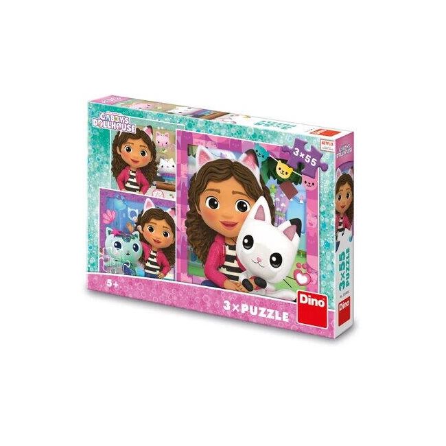 Puzzle 3 in 1 - gabby si prietenii ( 3 x 55 piese)