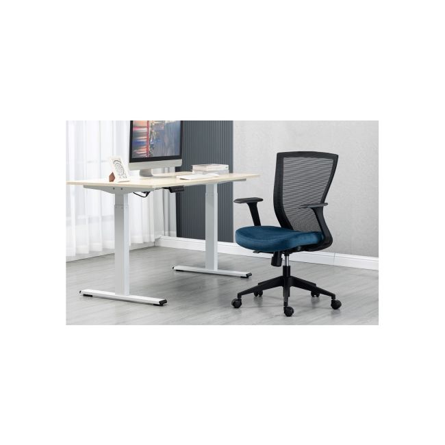 Scaun birou egonomic sl q328, mesh, inaltime reglabila, roti pivotante, cadru polipropilena, 136 kg, negru/albastru drm10256