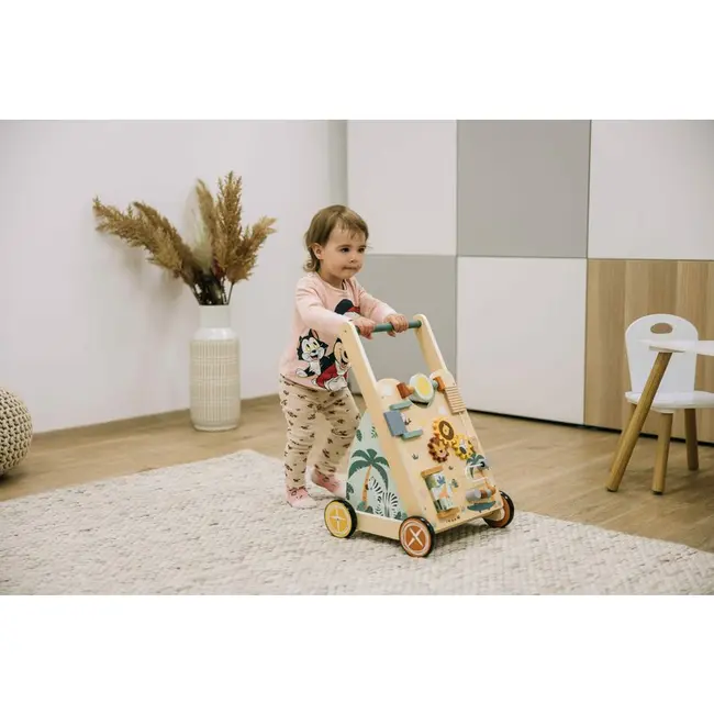 Antepremergator cu multiple activitati, Din lemn, My First Steps, 31.8 x 26.5 x45.5 cm, Free2Play, Safari BYN80593