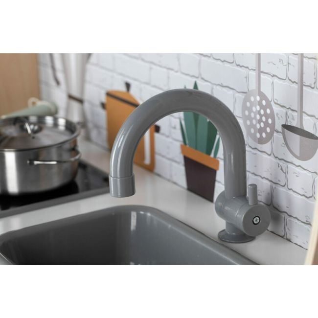 Bucatarie pentru copii, Mini Chef, Din lemn, Cu efecte de sunet si lumina, Cu accesorii, 70 x 30 x 104 cm, Free2Play BYN80579