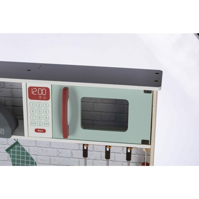 Bucatarie pentru copii, Mini Chef, Din lemn, Cu efecte de sunet si lumina, Cu accesorii, 70 x 30 x 104 cm, Free2Play BYN80579