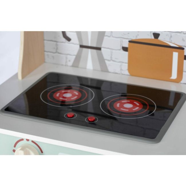 Bucatarie pentru copii, Mini Chef, Din lemn, Cu efecte de sunet si lumina, Cu accesorii, 70 x 30 x 104 cm, Free2Play BYN80579