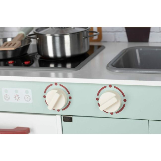 Bucatarie pentru copii, Mini Chef, Din lemn, Cu efecte de sunet si lumina, Cu accesorii, 70 x 30 x 104 cm, Free2Play BYN80579