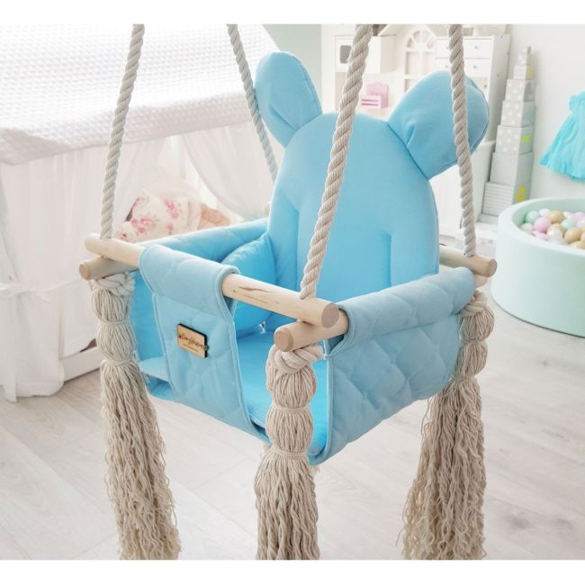 Leagan Pentru Copii Si Bebelusi, Catifea Velvet, Perna Detasabila Ursulet Teddy Kiwi Pjb8778