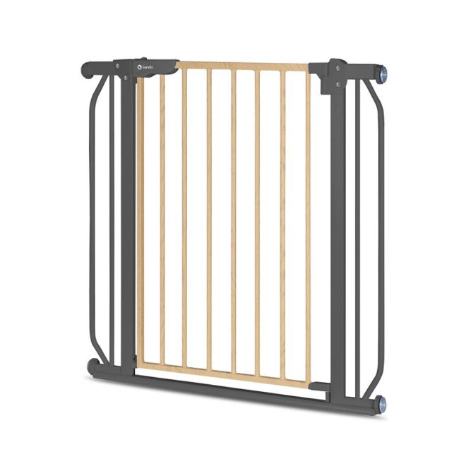Lionelo - Poarta de siguranta prin presiune Truus Slim, 105 cm, Conform cu standardul europeane de securitate EN1930, Gri/Natur BYNLO-TRUUS_SLIM_GREY_GRAPHITE