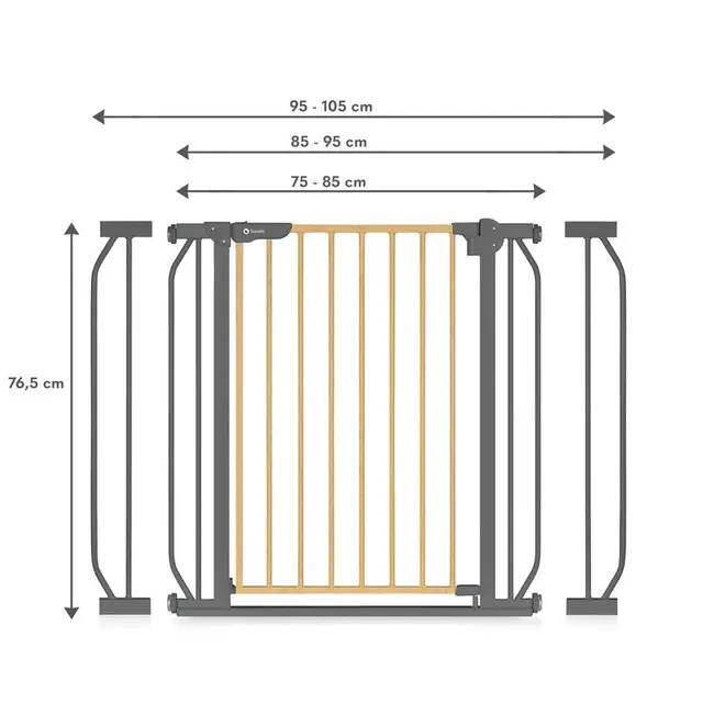 Lionelo - Poarta de siguranta prin presiune Truus Slim, 105 cm, Conform cu standardul europeane de securitate EN1930, Gri/Natur BYNLO-TRUUS_SLIM_GREY_GRAPHITE