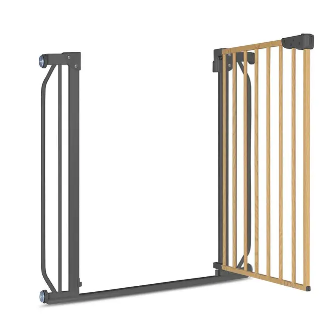 Lionelo - Poarta de siguranta prin presiune Truus Slim, 105 cm, Conform cu standardul europeane de securitate EN1930, Gri/Natur BYNLO-TRUUS_SLIM_GREY_GRAPHITE