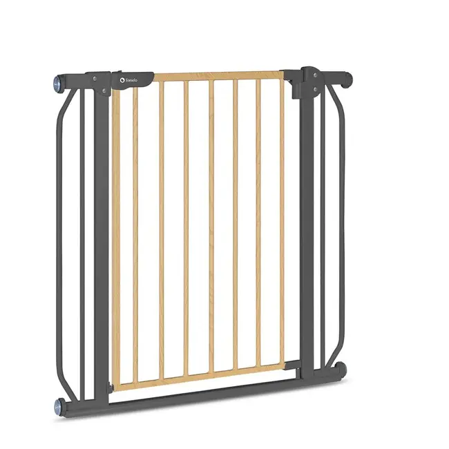 Lionelo - Poarta de siguranta prin presiune Truus Slim, 105 cm, Conform cu standardul europeane de securitate EN1930, Gri/Natur BYNLO-TRUUS_SLIM_GREY_GRAPHITE