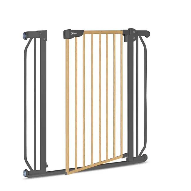 Lionelo - Poarta de siguranta prin presiune Truus Slim, 105 cm, Conform cu standardul europeane de securitate EN1930, Gri/Natur BYNLO-TRUUS_SLIM_GREY_GRAPHITE