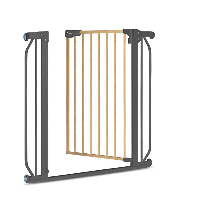 Lionelo - Poarta de siguranta prin presiune Truus Slim, 105 cm, Conform cu standardul europeane de securitate EN1930, Gri/Natur BYNLO-TRUUS_SLIM_GREY_GRAPHITE