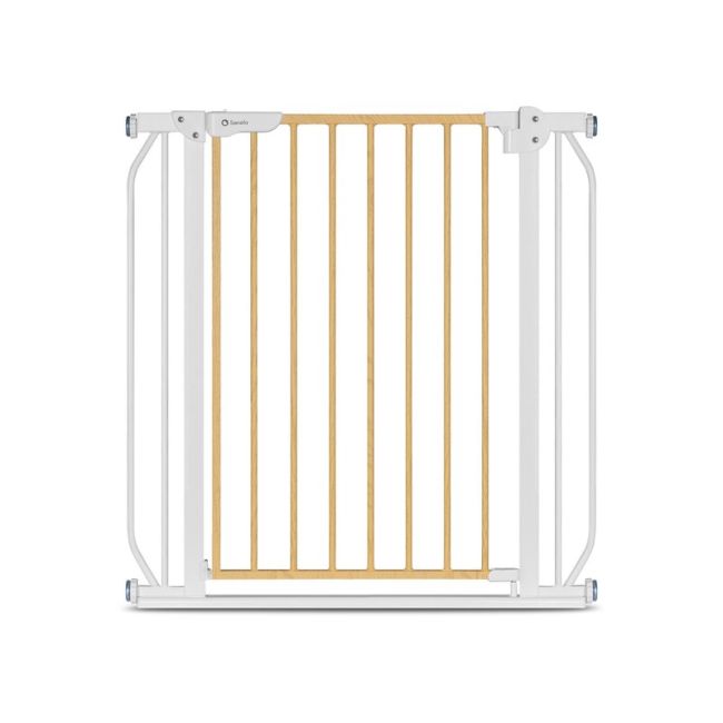 Lionelo - Poarta de siguranta prin presiune Truus Slim, 105 cm, Conform cu standardul europeane de securitate EN1930, Gri/Natur BYNLO-TRUUS_SLIM_WHITE_NATURAL