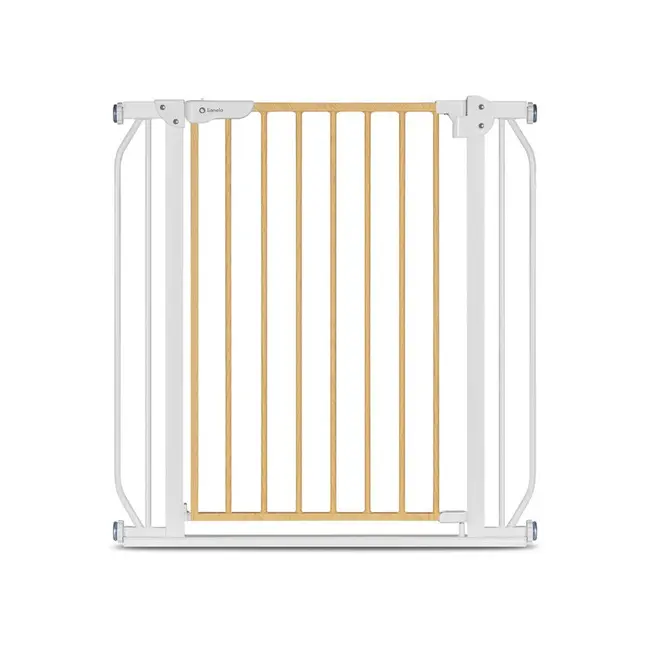 Lionelo - Poarta de siguranta prin presiune Truus Slim, 105 cm, Conform cu standardul europeane de securitate EN1930, Gri/Natur BYNLO-TRUUS_SLIM_WHITE_NATURAL