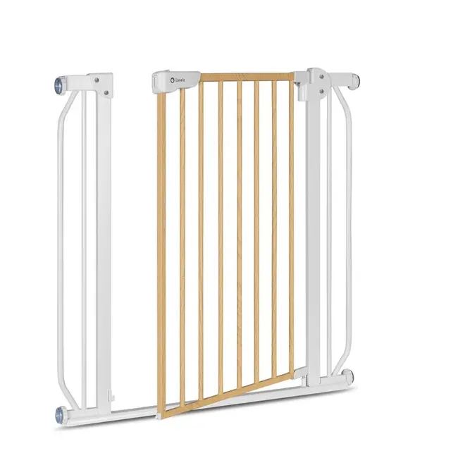 Lionelo - Poarta de siguranta prin presiune Truus Slim, 105 cm, Conform cu standardul europeane de securitate EN1930, Gri/Natur BYNLO-TRUUS_SLIM_WHITE_NATURAL