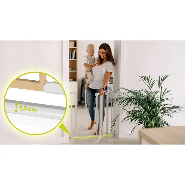 Lionelo - Poarta de siguranta prin presiune Truus Slim, 105 cm, Conform cu standardul europeane de securitate EN1930, Gri/Natur BYNLO-TRUUS_SLIM_WHITE_NATURAL