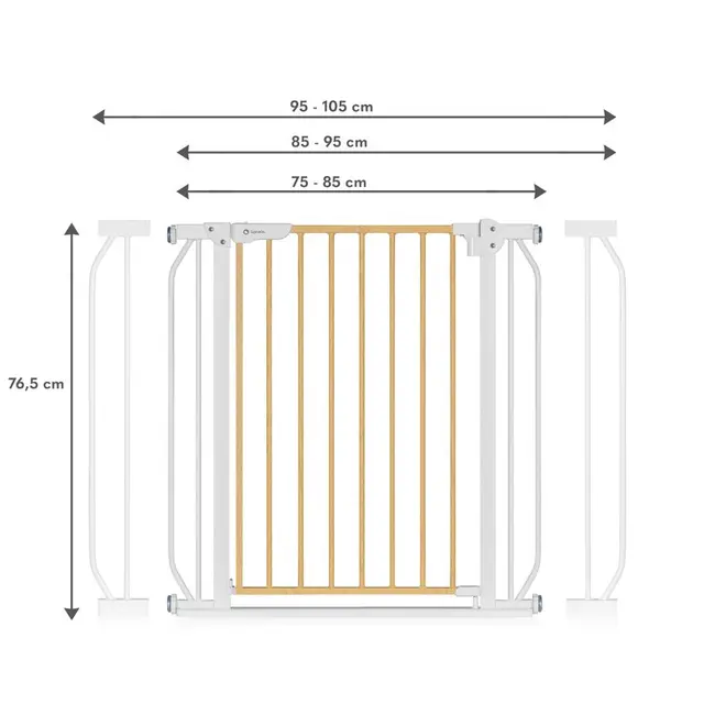 Lionelo - Poarta de siguranta prin presiune Truus Slim, 105 cm, Conform cu standardul europeane de securitate EN1930, Gri/Natur BYNLO-TRUUS_SLIM_WHITE_NATURAL