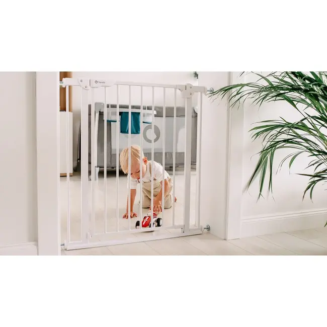 Lionelo - Poarta de siguranta prin presiune Truus Slim, 105 cm, Conform cu standardul europeane de securitate EN1930, Gri/Natur BYNLO-TRUUS_SLIM_WHITE_NATURAL