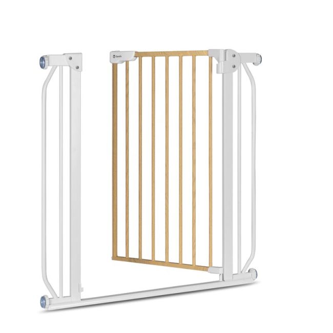 Lionelo - Poarta de siguranta prin presiune Truus Slim, 105 cm, Conform cu standardul europeane de securitate EN1930, Gri/Natur BYNLO-TRUUS_SLIM_WHITE_NATURAL
