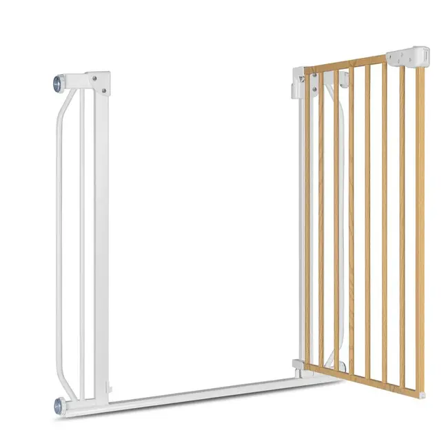 Lionelo - Poarta de siguranta prin presiune Truus Slim, 105 cm, Conform cu standardul europeane de securitate EN1930, Gri/Natur BYNLO-TRUUS_SLIM_WHITE_NATURAL