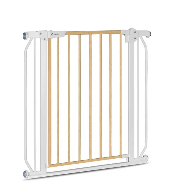 Lionelo - Poarta de siguranta prin presiune Truus Slim, 105 cm, Conform cu standardul europeane de securitate EN1930, Gri/Natur BYNLO-TRUUS_SLIM_WHITE_NATURAL