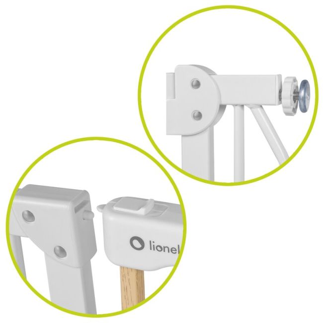 Lionelo - Poarta de siguranta prin presiune Truus Slim, 105 cm, Conform cu standardul europeane de securitate EN1930, Gri/Natur BYNLO-TRUUS_SLIM_WHITE_NATURAL