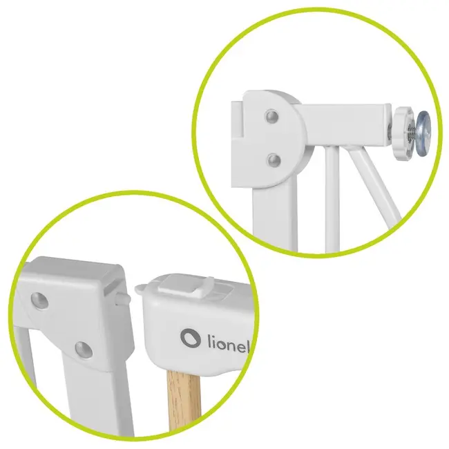 Lionelo - Poarta de siguranta prin presiune Truus Slim, 105 cm, Conform cu standardul europeane de securitate EN1930, Gri/Natur BYNLO-TRUUS_SLIM_WHITE_NATURAL