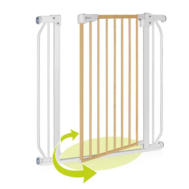 Lionelo - Poarta de siguranta prin presiune Truus Slim, 105 cm, Conform cu standardul europeane de securitate EN1930, Gri/Natur BYNLO-TRUUS_SLIM_WHITE_NATURAL