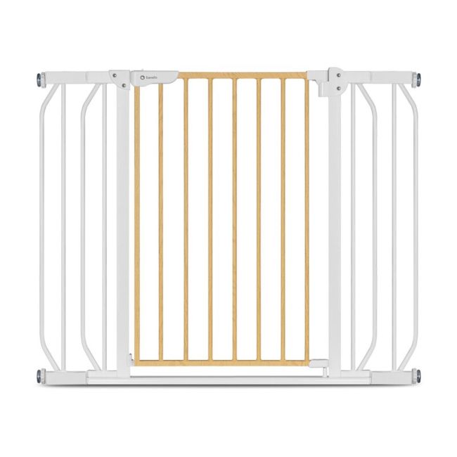 Lionelo - Poarta de siguranta prin presiune Truus Slim, 105 cm, Conform cu standardul europeane de securitate EN1930, Gri/Natur BYNLO-TRUUS_SLIM_WHITE_NATURAL