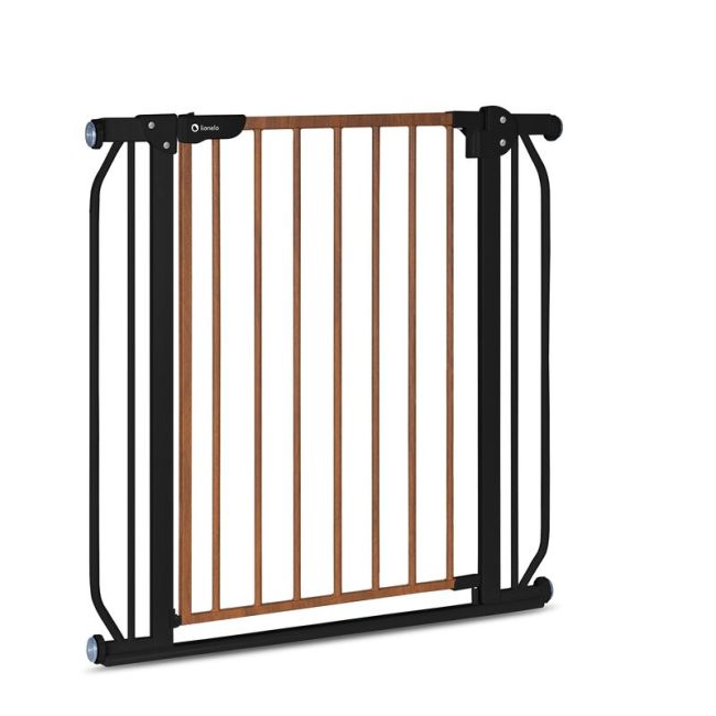 Lionelo - Poarta de siguranta prin presiune Truus Slim, 105 cm, Conform cu standardul europeane de securitate EN1930, Negru/Natur BYNLO-TRUUS_SLIM_BLACK_CARBON_NATURAL