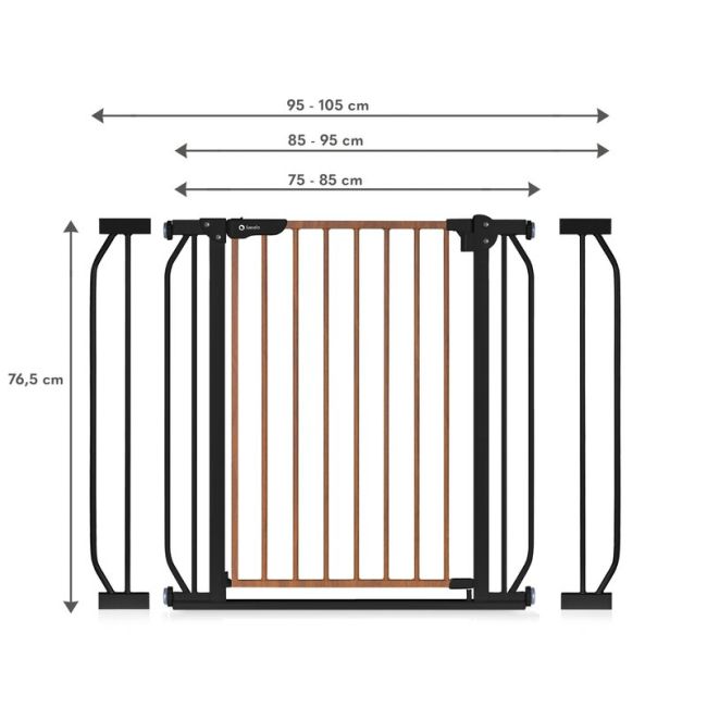 Lionelo - Poarta de siguranta prin presiune Truus Slim, 105 cm, Conform cu standardul europeane de securitate EN1930, Negru/Natur BYNLO-TRUUS_SLIM_BLACK_CARBON_NATURAL