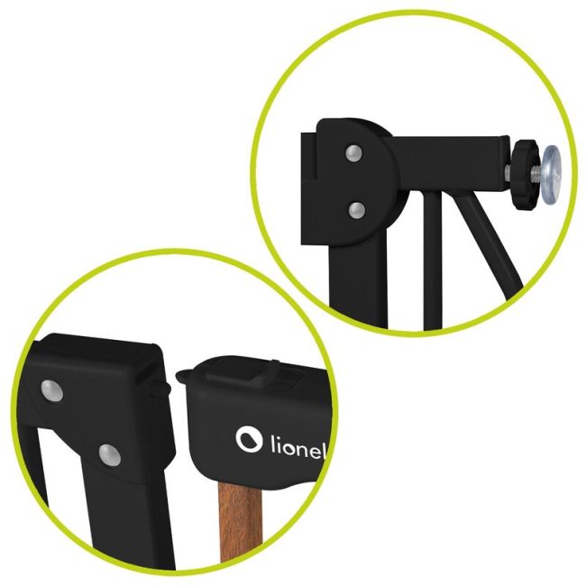 Lionelo - Poarta de siguranta prin presiune Truus Slim, 105 cm, Conform cu standardul europeane de securitate EN1930, Negru/Natur BYNLO-TRUUS_SLIM_BLACK_CARBON_NATURAL
