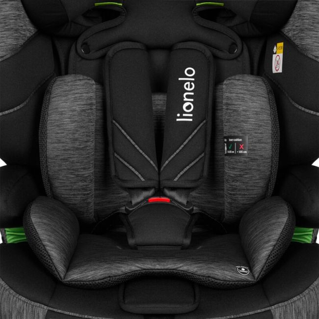 Lionelo - Scaun auto, Levi One i-Size, Universal, Instalare FWF, Cu tetiera reglabila in 10 pozitii, Cu spatar detasabil, 76-150 cm, Conform cu R129, Gri BYNLO-LEVI_ONE_I-SIZE_BLACK_GREY